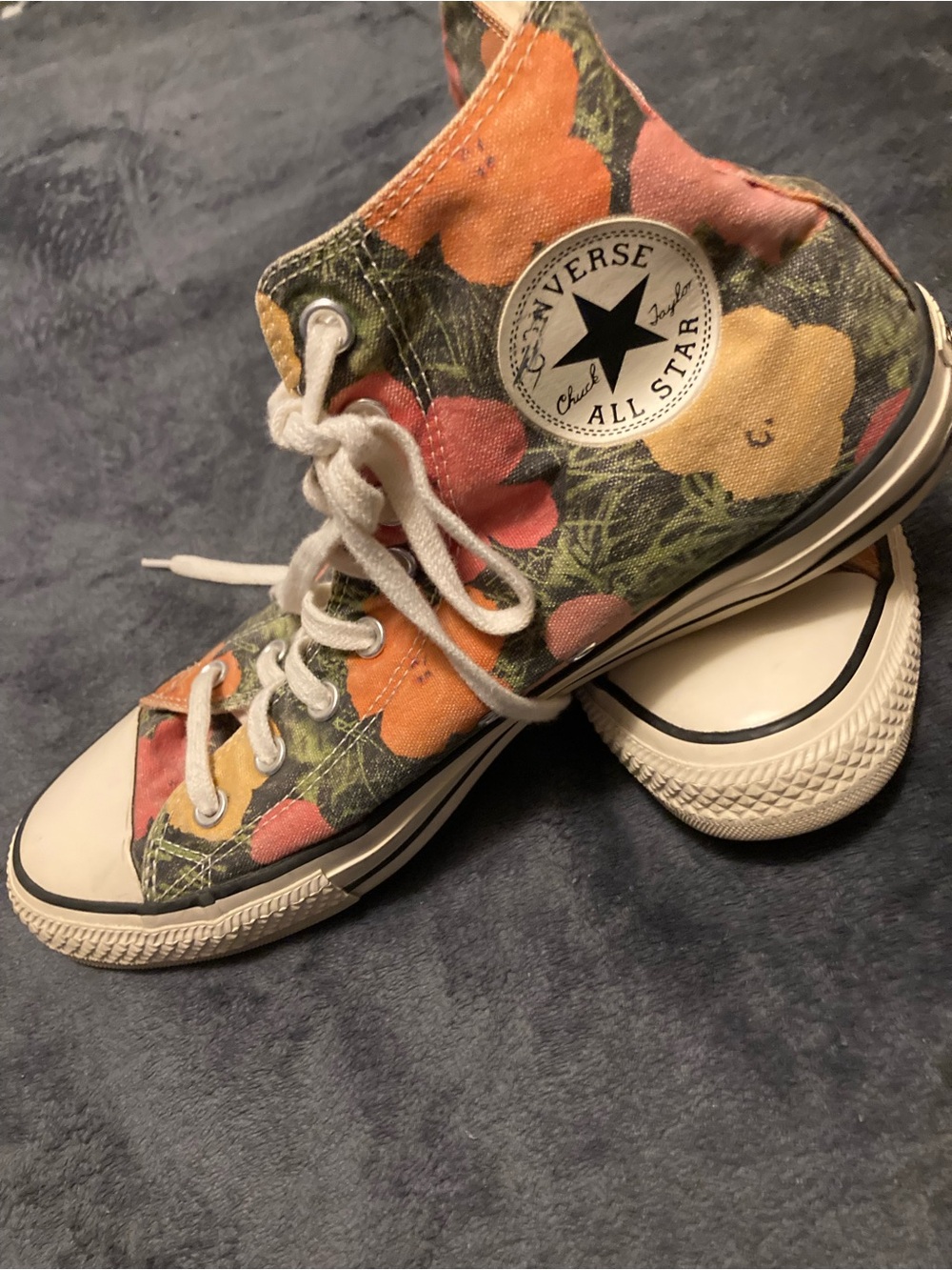Andy Warhol/Converse Floral High Top Sneakers - Orange, Yellow & Green